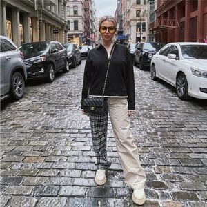 Blue Revival Coffee Break High Rise Wide Leg‎ Trousers Size 29 Plaid Retro